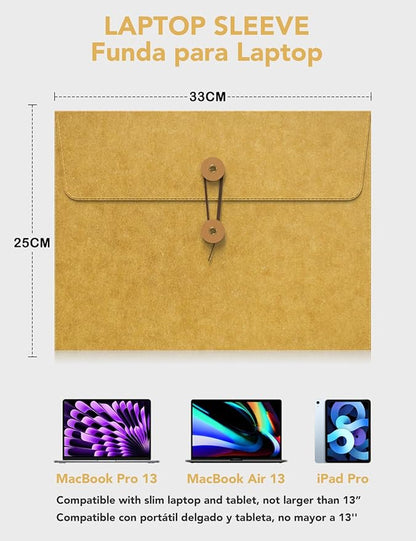 PHOCAR MacBook Air 13 inch Sleeve, Made of Kraft Paper, Waterproof & Antiscratch, Retro Design Laptop Sleeve for MacBook Air 13.3"/13.6" M4 M3 M2 M1