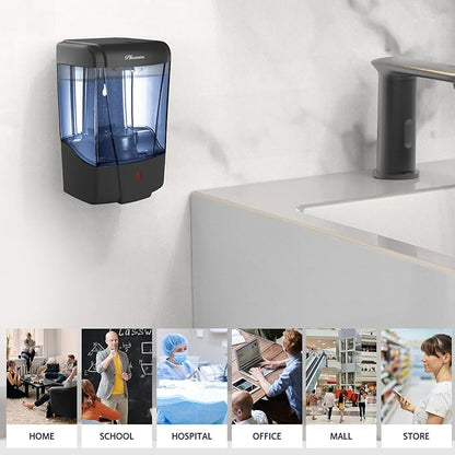 Soap Dispenser Wall Mount, Automatic Hand Sanitizer Dispenser 600ml Gel n Liquid Touchless Commercial Wall Soap Dispenser for Bathroom,Black-600ml