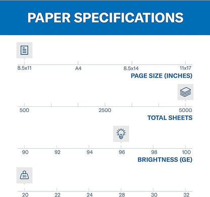 Hammermill Printer Paper, Fore Multipurpose 20 lb Copy Paper, 3 hole - 10 Ream (5,000 Sheets) - 96 Bright, Made in the USA, 103275C