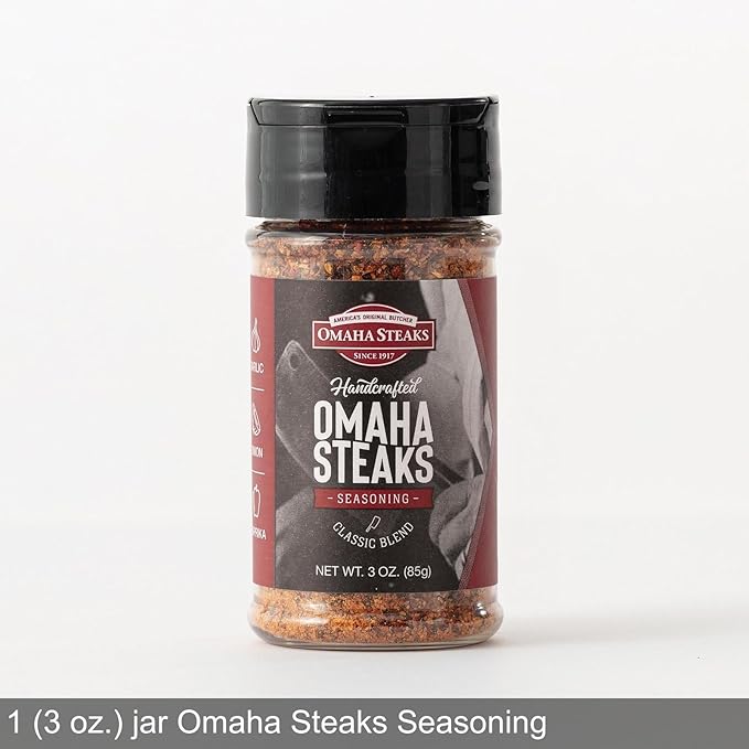 Omaha Steaks Premier Ribeye Steakhouse Gift Bundle (4 Butcher's Cut Ribeyes, 4 PureGround Delmonico Ribeye Burgers, 4 Air-Chilled Steakhouse Chicken Breasts, 4 Individual Baguettes with Garlic Butter, 4 Potatoes au Gratin, 4 Caramel Apple Tartlets, 1 j...