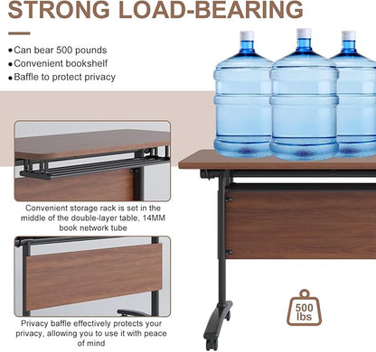 Conference Room Table, Folding Conference Table with Flip-Top Design, Mobile Seminars Dynamic Meetings Training Tables for Offices, Classrooms, and Meeting Room (4, HT1619, 61)