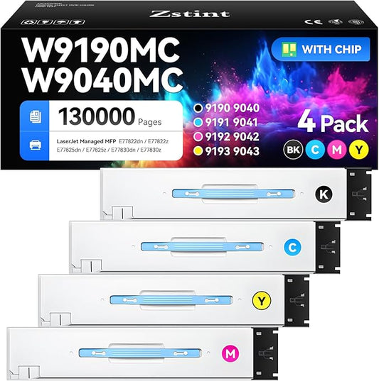 W9190MC W9040MC Toner Cartridge Set 4-Pack W9041MC W9042MC W9043MC W9191MC W9192MC W9193MC Replacement Compatible for HP LaserJet Managed MFP E77822dn E77822z E77825dn E77825z E77830dn E77830z Printer
