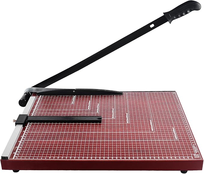 A3 Paper Cutter Paper Trimmer Heavy Duty Paper Slicer with Safety Guard and Blade Lock 18" Cut Length. Guillotine for Cardstock Metal Base Wide Use for Office, School, Home(Red)