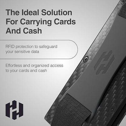 Hayvenhurst Wallet For Men - Reinvented Design Men's Wallet - Slim, Minimalistic & Seamless, Blocks RFID Scanners with a Cash Strap (Carbon Fiber) | Reinvented Design, Slim, Minimalistic, Seamless, Blocks RFID Scanners, Cash Strap