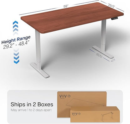VIVO Electric 60 x 30 in Standing Desk, Memory Height Adjustment, 1B Series, Dark Walnut Top Gray Frame, DESK-KIT-1G6D-30