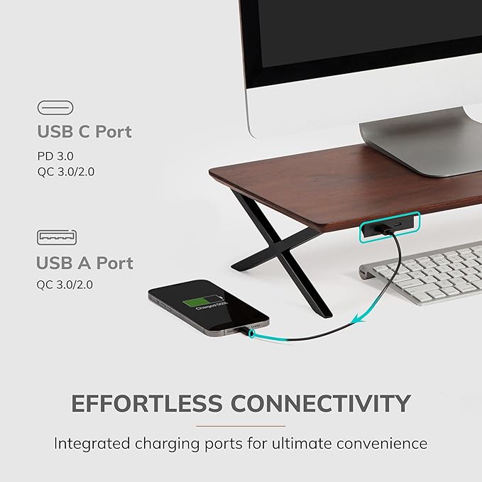 Anji Mountain Monitor Stand - Desktop Organizer & Laptop Riser, Ergonomic Monitor Riser, Space-Saving Monitor Stand for Desk, Durable Construction, Easy Assembly, Ideal for Home & Office,Black