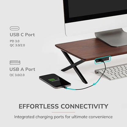 Anji Mountain Monitor Stand - Desktop Organizer & Laptop Riser, Ergonomic Monitor Riser, Space-Saving Monitor Stand for Desk, Durable Construction, Easy Assembly, Ideal for Home & Office,Black