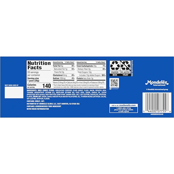 Handi-Snacks OREO Cookie Sticks 'N Creme Dip Snack Packs, 20 Snack Packs (Pack of 2)