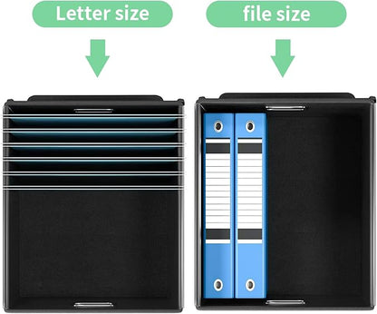 Huolewa Decorative File Organizer Box with Lid, Collapsible File Storage Organizer Boxes with Lids, Linen Hanging Filing&Storage Boxes for Office/Decor/Home, Filing System for File and Folders Storage