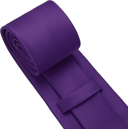 PenSee Men's Tie Set Solid Pure Color 3.15" (8CM) Classic Formal Plain Necktie and Pocket Square Set For Men