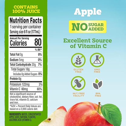 good2grow 100% Apple Juice for Kids - Apple Juice Bottles Bulk 24 Pack, Reusable Bottle, No Sugar Added, Good Source of Vitamin C - 6 fl oz, Pack of 24 (Spill Proof Tops Not Included)