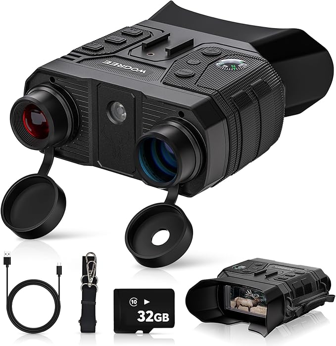 Night Vision Goggles, 4K Night Vision Binoculars for Adults, 36MP Photo, 5000mAh Rechargeable Battery, 1300FT Range, 8X Digital Zoom, Infrared Vision, 32GB SD, Flashlight & Compass for Camping