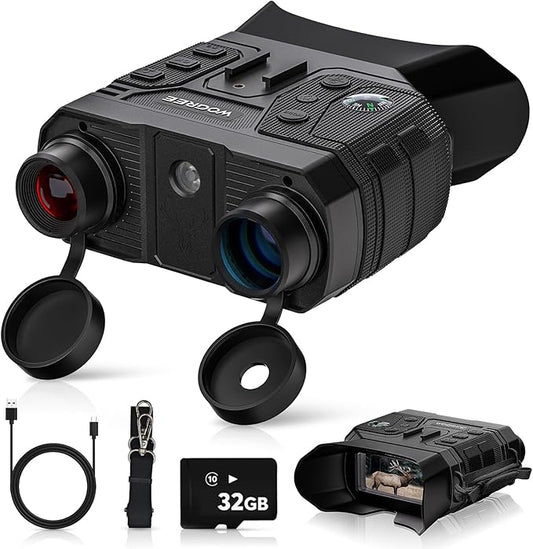 Night Vision Goggles, 4K Night Vision Binoculars for Adults, 36MP Photo, 5000mAh Rechargeable Battery, 1300FT Range, 8X Digital Zoom, Infrared Vision, 32GB SD, Flashlight & Compass for Camping