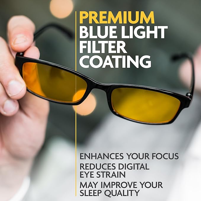 Prospek Blue Light Reading Computer Glasses, ELITE for Women and Men, +1.0 Diopters, Anti Glare Amber Lens, 99% Blue Light Blockers High Optical Quality Lenses