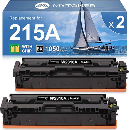 MYTONER 215A Black Toner Cartridge (with Chip) Compatible Replacement for HP 215A W2310A Toner Cartridge for Color Pro MFP M183fw M182nw M182n Pro M155a M155nw Printer (2 Pack)