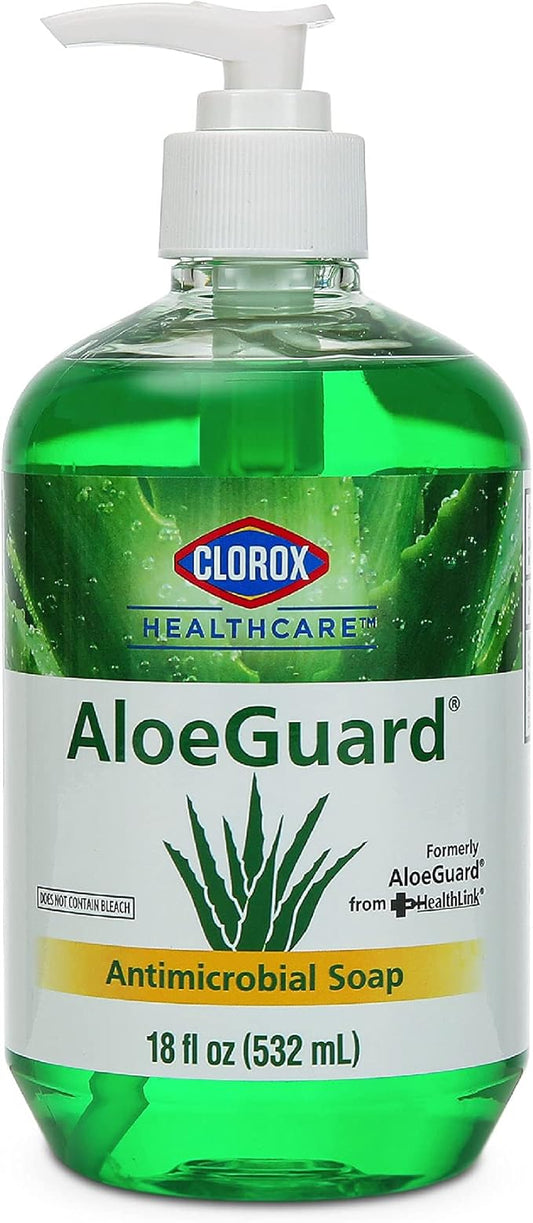 CLOROX Healthcare AloeGuard Antimicrobial Hand Soap for Healthcare Professionals - Liquid Hand Wash for Everyday Use with Aloe Vera to Soothe & Moisturize Hands, 18 Fl Oz