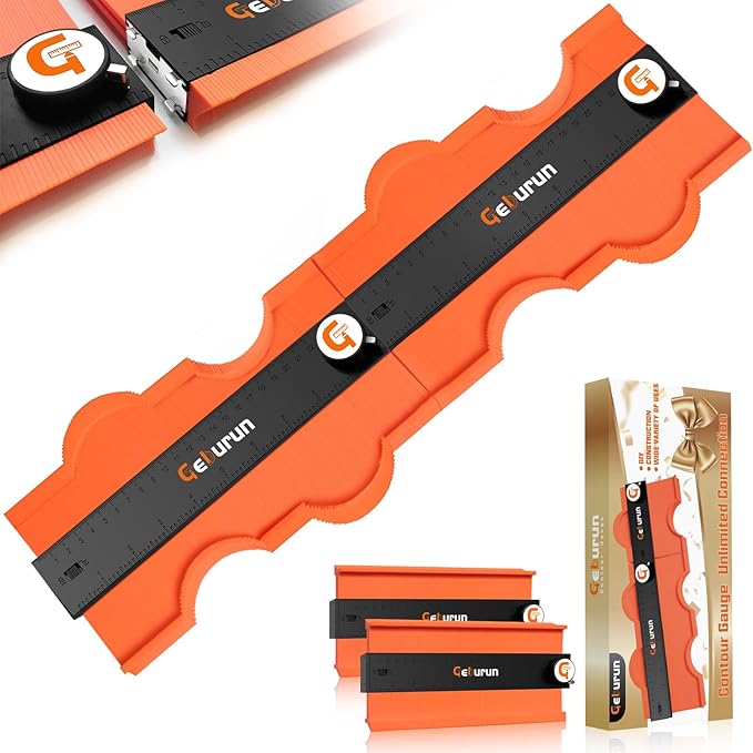 Contour Gauge 10+10 Inch Unlimited Connection Profile Tool with Lock, Christmas Gifts for Men Dad Husband Him Stocking Stuffers for Men Super Contour Duplicator Woodworking Tools for Outline Measuring