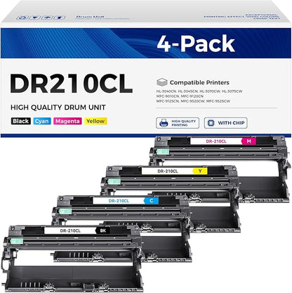 DR210CL Drum Unit (Not Toner) 4-Pack Replacement Compatible for Brother DR-210CL Imaging Drum for MFC-9325CW MFC-9125CN HL-3070CW 3040CN 3045CN 3075CW MFC-9320CW MFC-9120CN 9010CN Color Printer Black