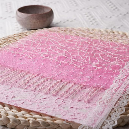 15Pcs Handmade Scrapbook Art Craft Textured Paper Colorful A5 sheet Mesh Special Paper Mix for Scrapbooking Junk Journal Journaling Supplies DIY Materials,5.8x8.2 inches (Pink)
