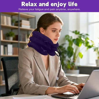 Neck Stretcher,Inflatable Cervical Traction Neck Device,Neck Relief Tool,Adjustable Cervical Brace,Home Use Neck Decompression (Purple)