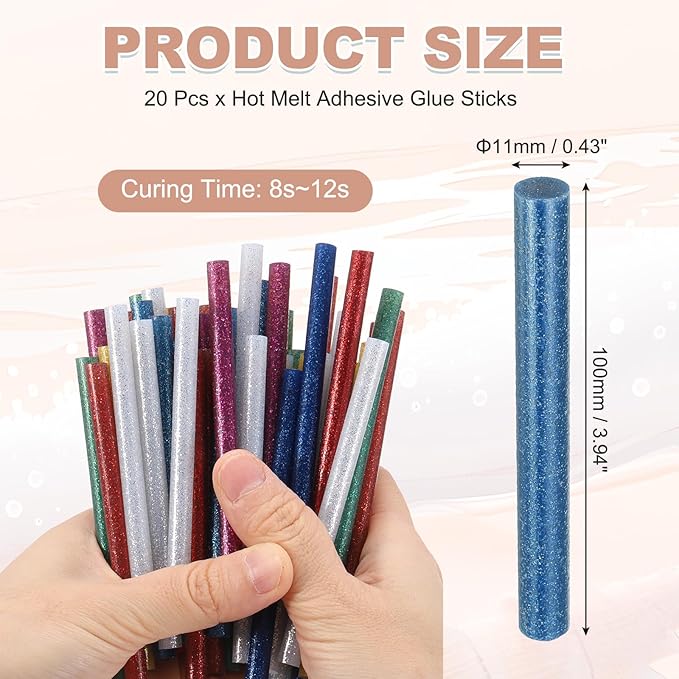 PATIKIL Hot Glue Sticks for Glue Gun, 20 Pcs Colored Hot Melt Adhesive Bulk Sticks for DIY Craft Projects Art Decoration Home Repairs, Blue (3.9" x 0.43")