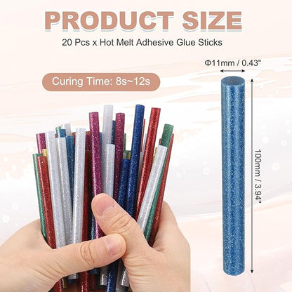 PATIKIL Hot Glue Sticks for Glue Gun, 20 Pcs Colored Hot Melt Adhesive Bulk Sticks for DIY Craft Projects Art Decoration Home Repairs, Blue (3.9" x 0.43")