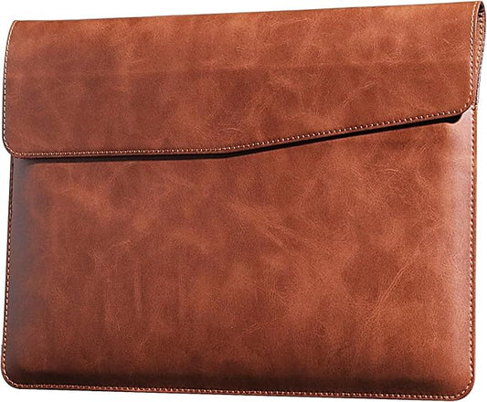 Leather Laptop Sleeve 13 Inch Compatible with MacBook Air M4 M3 M2 M1 2025-2018＆MacBook Pro M2 M1 2025-2016,Wear-Resistant and Scratch-Resistant Protective Case Cover,Brown