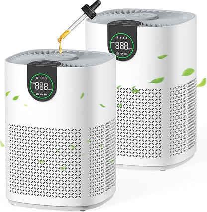 VEWIOR 2 Pack Air Purifiers for Home, Air Purifiers for Bedroom Large Room up to 1200 sq.ft with H13 HEPA Washable Filter, Aromatherapy, PM2.5 Display, Sleep Mode, Auto Mode for Dust, Smoke, Pets Hair