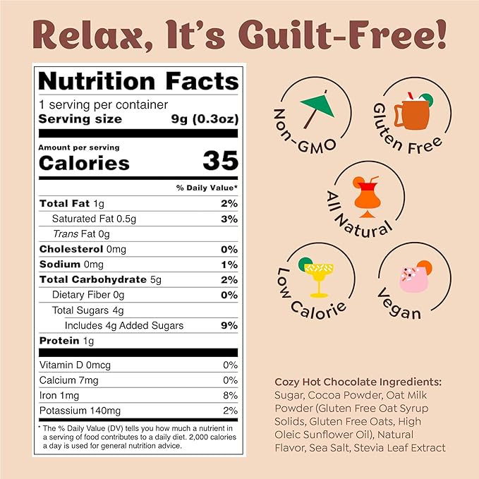 Craftmix Cozy Hot Chocolate Mix - Instant Hot Cocoa Drink Mix Packets - Made with Real Cocoa Beans - Add Milk or Water - Vegan, Low-Carb, Low-Sugar, Dairy-Free, Gluten-Free, 12 Pack