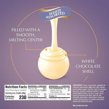 Lindt LINDOR White Chocolate Assorted Chocolate Candy Truffles with Smooth, Melting Truffle Center, 15.2 oz. Bag