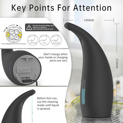 Adjustable Automatic Soap Dispenser Touchless, 4 Adjustable Levels Touchless Sensor Liquid Soap Pump Dispenser，300ml Rechargeable Magnetic Charging Hand Soap Dispenser for Kitchen，Bathroom