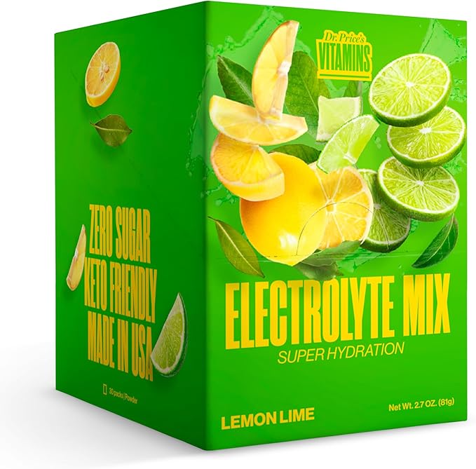 Dr. Price’s Electrolytes Powder Packets | Lemon Lime 30 Servings | Sugar Free Hydration Packets with 72+ Trace Minerals | Keto, Vegan, Electrolyte Drink Mix | Doctor-Formulated, Made in USA