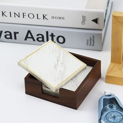 Buqoo Wooden Sticky Note Holder, Self-Stick Note Holder Memo Holder Paper Dispenser Organizer Sticky Notes Cube Holder for School Office Home Desk (3.9 x 3.8 x 1.3 Inches)