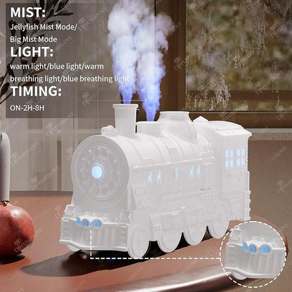 Diffuserlove Essential Oil Diffuser 300ML Train Cool Mist Humidifier Quiet Aromatherapy Diffuser with Night Light for Bedroom Desk