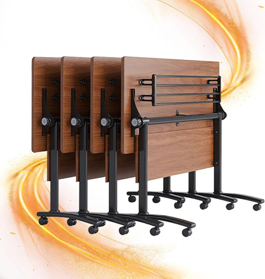 Mobile Conference Table,Modular Meeting Seminar Table,Portable Rolling Conference Training Table with Silent Wheels,Folding Flip Top Conference Room Tables for Office,Classroom,Meeting (8pcs, 62.9in)