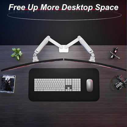 Monitor Arm, Gas Spring Monitor Stand for 17-35 Inch Screens up to 24.3 lbs, Adjustable Mount with C-Clamp & Grommet Base, Ergonomic Computer Mount (Dual Arm White)