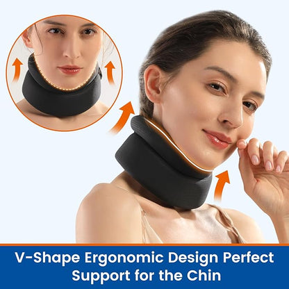 Neck Support Brace for Snoring Sleep Apnea, Soft Cervical Collar for Cervicorrect, Pain Relief, Posture Corrector, Sprainand(Black, 11.5-14 inch)