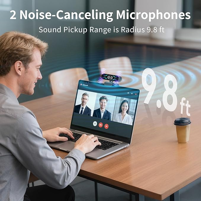 EMEET C60E Dual-Camera 4K Webcam for Streaming, Wide-Angle and Telephoto Cameras, Max 11X Hybrid Zoom & PDAF Autofocus, Remote Control, RGB Lighting, 2 Mics, Ideal for Livestreaming and Online Meeting