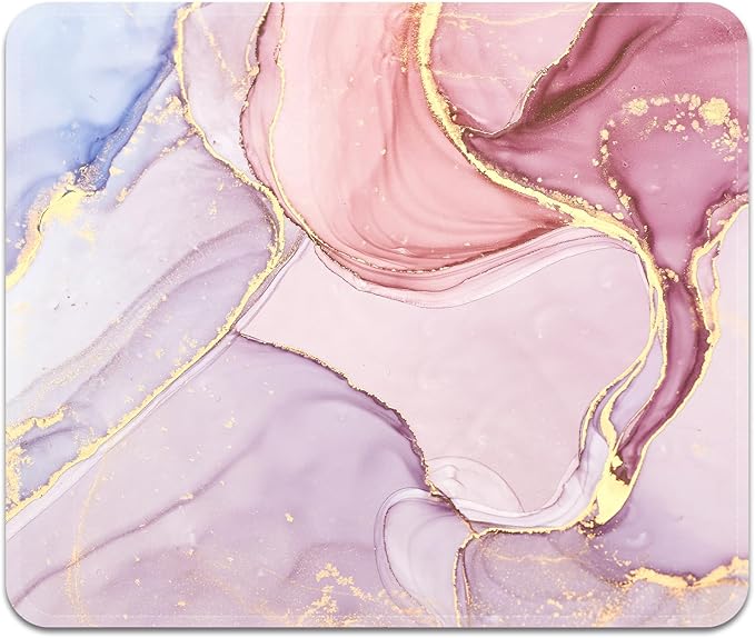 Square Mouse Pad with Stitched Edge, Premium Mousepad Washable Cloth. Computer Mouse Pad with Non-Slip Rubber Base, Mouse Pads for Computers Laptop Mouse 9.25x7.75x0.12 inch-Colorful Marble