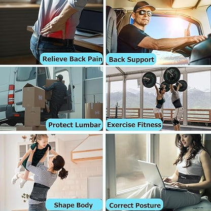 Back Support Brace Belt for Men & Women, Breathable Lumbar Support Belt, scoliosis back brace, Waist Relax Lower Back Pain & Sciatica Pain Relief with 8 reinforced Bones 02 Purple-M