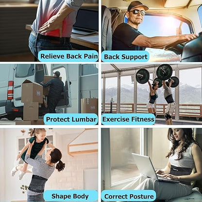 Back Brace for Men and Women,Back Support Belt for Lifting at Work,Relief from Sciatica, Herniated Disc, Scoliosis,Lumbar Support for Lower back,Breathable Mesh 02 Black-XXXL
