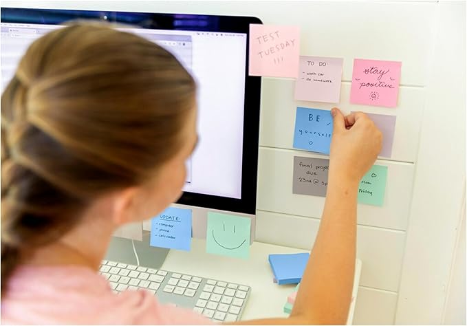 Post-it Super Sticky Notes 3x3 inch Wanderlust Pastels | 100% Recycled Paper | 2X Sticking Power | For Office & School | 24 Pads, 70 Sheets, Pack of 8