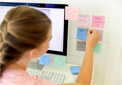 Post-it 100% Recycled Paper Super Sticky Notes, 2X The Sticking Power, 3x3 in, 24 Pads/Pack, 70 Sheets/Pad, Wanderlust Pastels Collection (654R-24SSNRPCP)