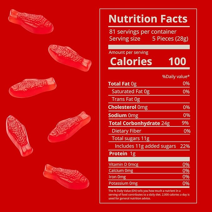 Kervan Candy Bebeto Red Fish Gummies - Fruity, Soft & Sweet Gummy Candy Bulk for Kids, Gift Snacks and Parties - Red Fish Gummy Candy Big Party Size Bag (5 lbs)