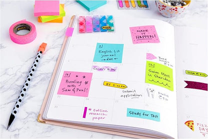 Post-it Super Sticky Notes, 5 Sticky Note Pads, 3 x 3 in., School Supplies, Office Products, Sticky Notes for Vertical Surfaces, Monitors, Walls and Windows, Tropical Pink