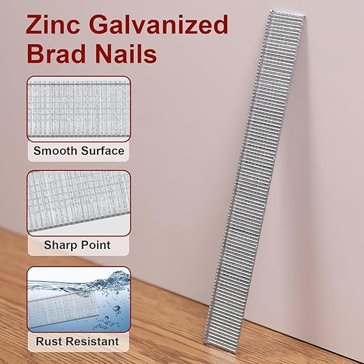 18 Gauge Brad Nails, 6000 Counts 5/8-inch 18 GA Brad Nails, Galvanized Nails for Nail Gun, Finishing Nail Gun Nails for Pneumatic, Electric Brad Nailer Gun