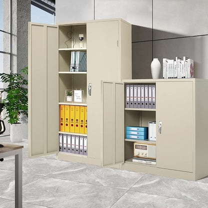 Greenvelly Metal Cabinet, 36" Locking Storage File Cabinet with Doors and Shelves for Office,Home,Gym,School,Kitchen(Grey)