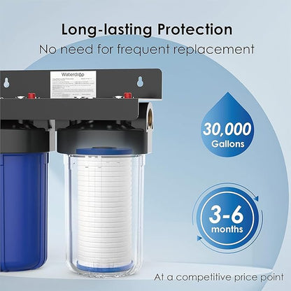 Waterdrop AP810 Whole House Water Filter, Replacement for 3M® Aqua-Pure® AP810, AP801, AP811, Whirlpool® WHKF-GD25BB, WHKF-DWHBB, 5 Micron, 10" x 4.5", Well & Tap Water Filter, Pack of 3