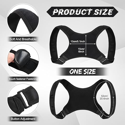 Posture Corrector for Women and Men, Adjustable Posture Back Brace Shoulder Brace, Discreet Under Clothes Design Back Support, Pain Relief for Improved Neck Support (Black)