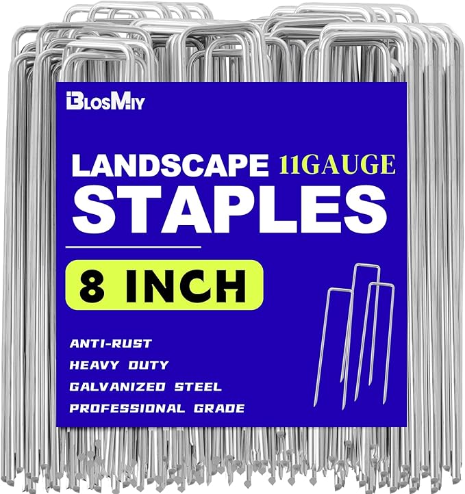 Landscape Staples 8inch 25 Pack,11Gauge Galvanized Lawn Staples, Sturdy Garden Stakes for Effortlessly Securing Weed Barrier Fabric,Ground Stabilization,Tackling Outdoor Yard Work,Decorations